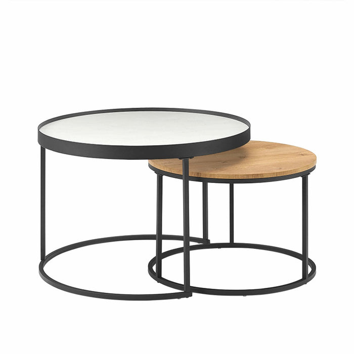 Nested Coffee Table White Marble/English Oak by Criterion™ -Home Living Store - -  