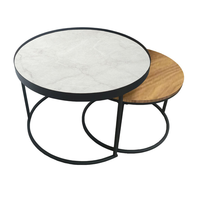 Nested Coffee Table White Marble/English Oak by Criterion™ -Home Living Store - -  