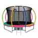 Everfit 10FT Trampoline Round Trampolines With Basketball Hoop Kids Present Gift Enclosure Safety Net Pad Outdoor Multi-coloured -Home Living Store - -  