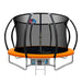 Everfit 10FT Trampoline Round Trampolines With Basketball Hoop Kids Present Gift Enclosure Safety Net Pad Outdoor Orange -Home Living Store - -  