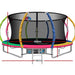 Everfit 14FT Trampoline Round Trampolines With Basketball Hoop Kids Present Gift Enclosure Safety Net Pad Outdoor Multi-coloured -Home Living Store - -  