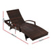 Two Sun Lounge Outdoor Furniture Day Bed Set - Rattan Wicker Lounger Patio Brown-Home Living Store- 