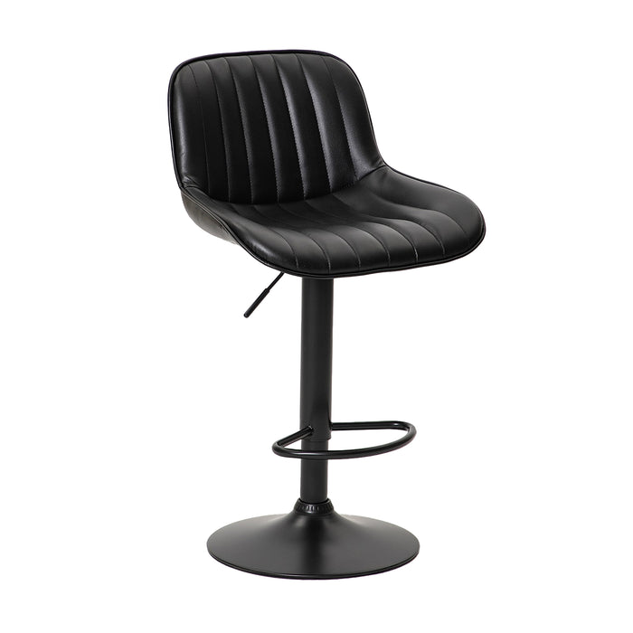 Frank Bar Stools Gas Lift Black Metal Black PU Pair by Urban Style
