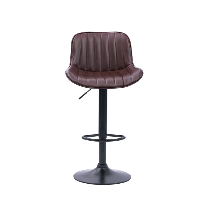 Frank Bar Stools Gas Lift Black Metal Brown PU Pair by Urban Style