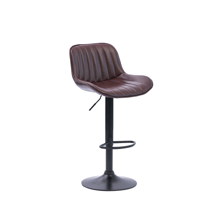 Frank Bar Stools Gas Lift Black Metal Brown PU Pair by Urban Style