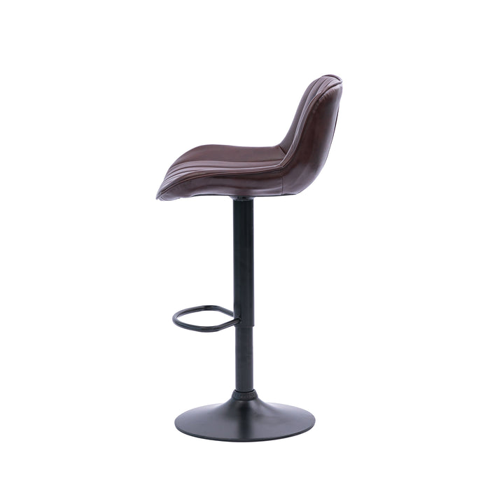 Frank Bar Stools Gas Lift Black Metal Brown PU Pair by Urban Style