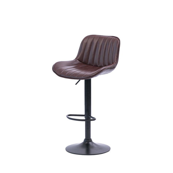 Frank Bar Stools Gas Lift Black Metal Brown PU Pair by Urban Style