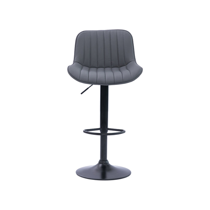 Frank Bar Stools Gas Lift Black Metal Grey PU Pair by Urban Style
