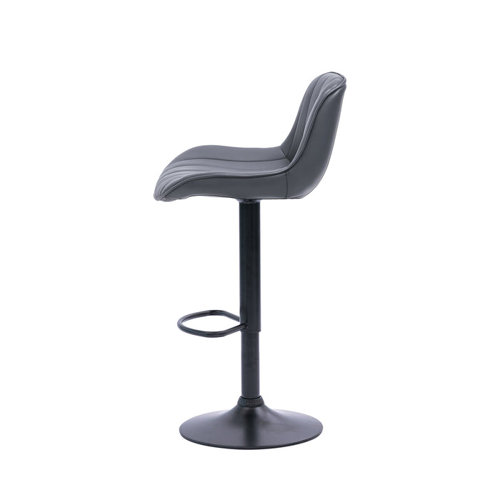 Frank Bar Stools Gas Lift Black Metal Grey PU Pair by Urban Style