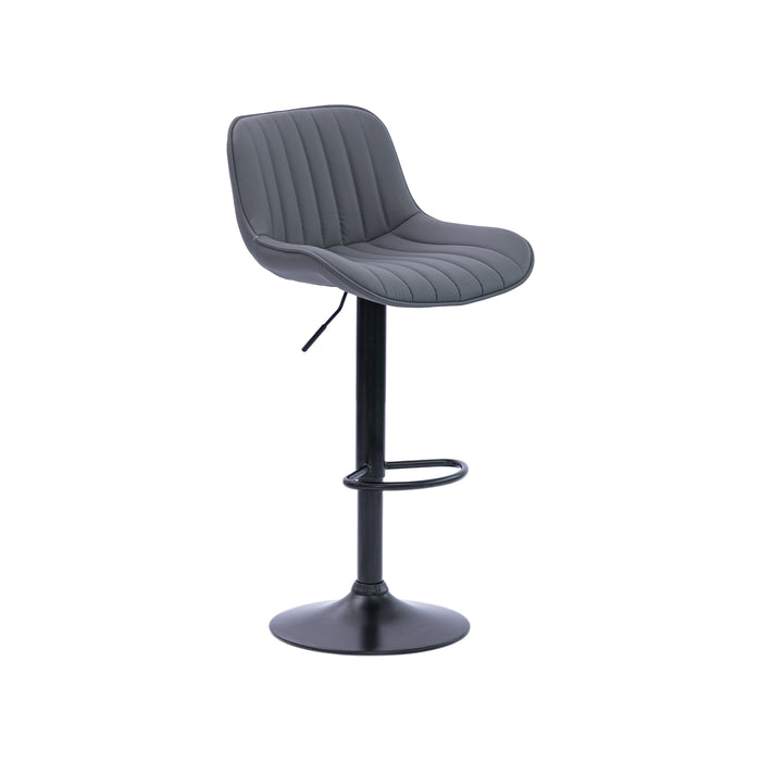 Frank Bar Stools Gas Lift Black Metal Grey PU Pair by Urban Style