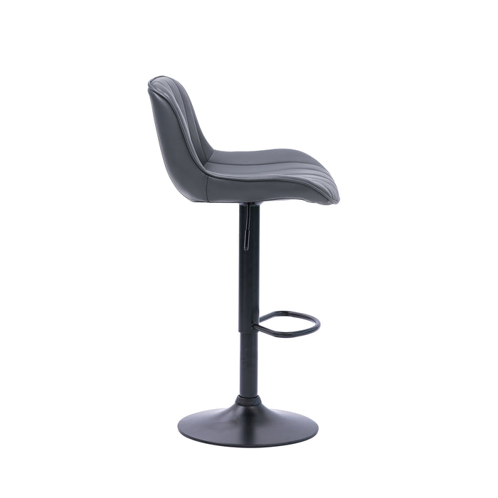 Frank Bar Stools Gas Lift Black Metal Grey PU Pair by Urban Style
