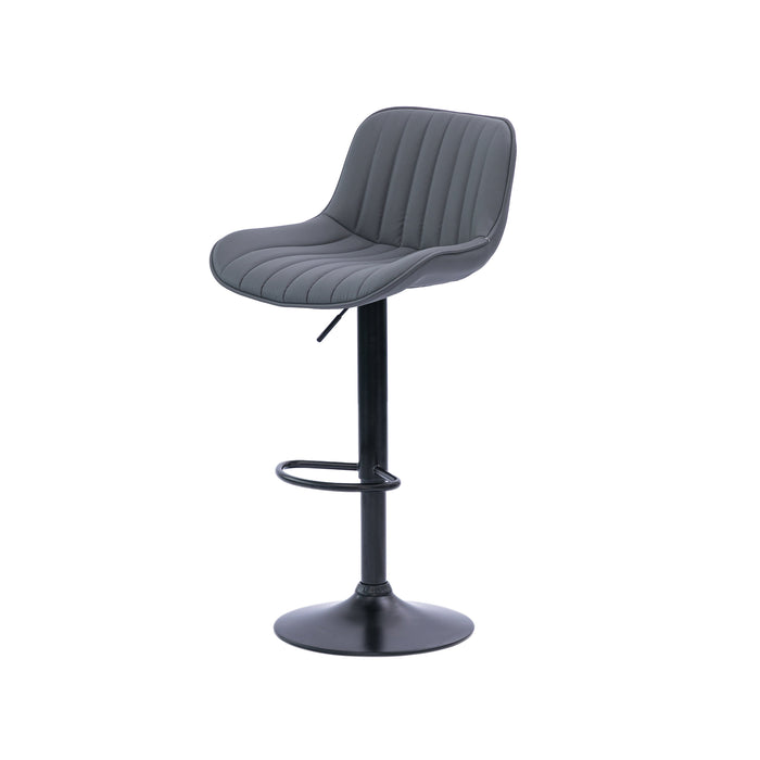 Frank Bar Stools Gas Lift Black Metal Grey PU Pair by Urban Style