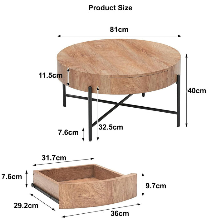 Felled Round Coffee Table 810mm - American Oak by Woodstock -Home Living Store - -  