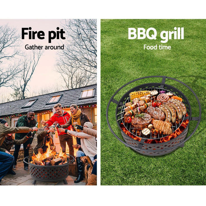 Fire Pit BBQ Grill Smoker Portable Outdoor Fireplace Patio Heater Pits 30" -Home Living Store - -  