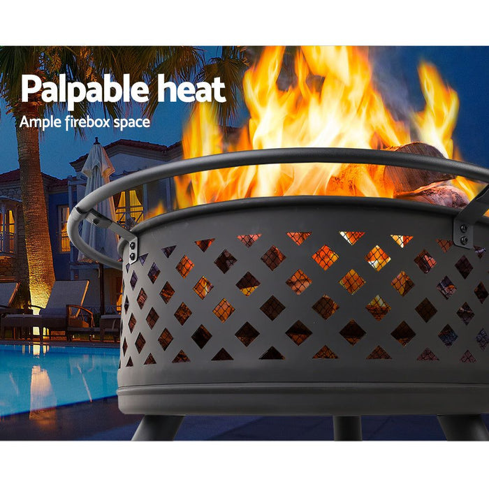 Fire Pit BBQ Grill Smoker Portable Outdoor Fireplace Patio Heater Pits 30" -Home Living Store - -  