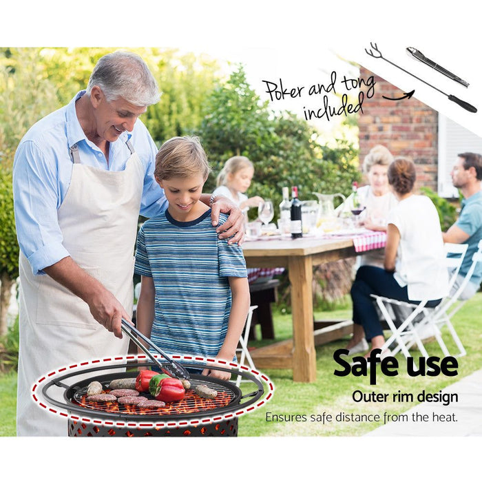 Fire Pit BBQ Grill Smoker Portable Outdoor Fireplace Patio Heater Pits 30" -Home Living Store - -  