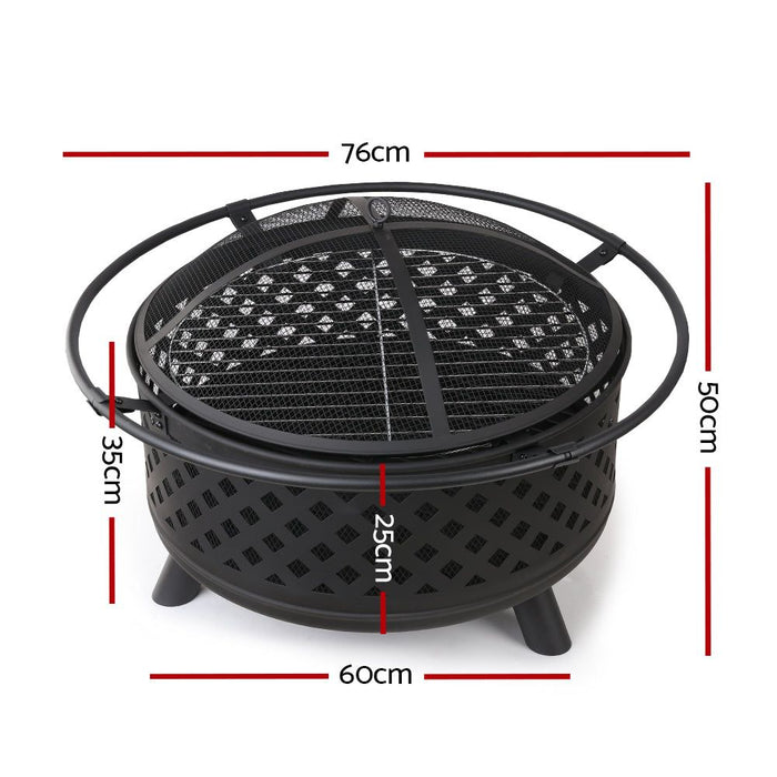 Fire Pit BBQ Grill Smoker Portable Outdoor Fireplace Patio Heater Pits 30" -Home Living Store - -  