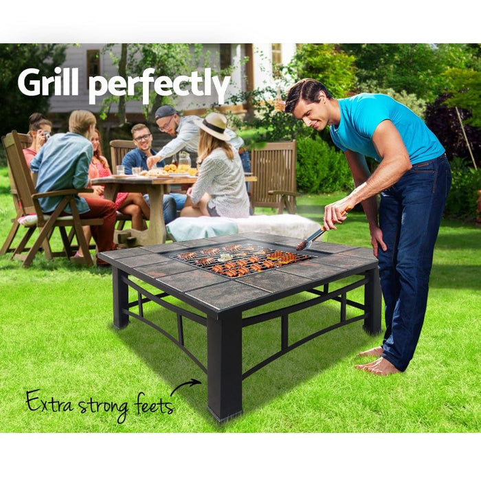 Fire pit grill table top