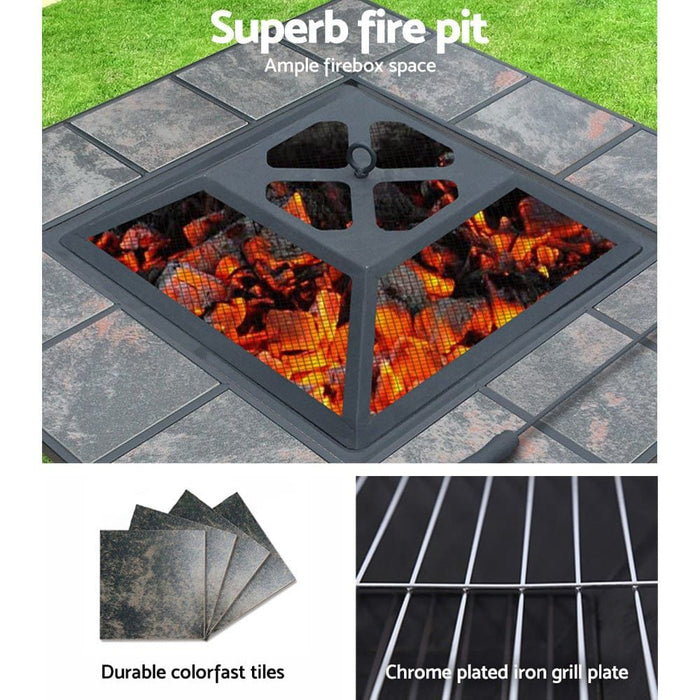 Fire Pit BBQ Grill Smoker Table Outdoor Garden Ice Pits Wood Firepit -Home Living Store - -  
