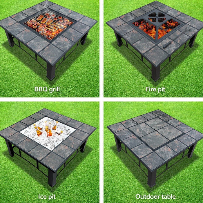 Fire Pit BBQ Grill Smoker Table Outdoor Garden Ice Pits Wood Firepit -Home Living Store - -  