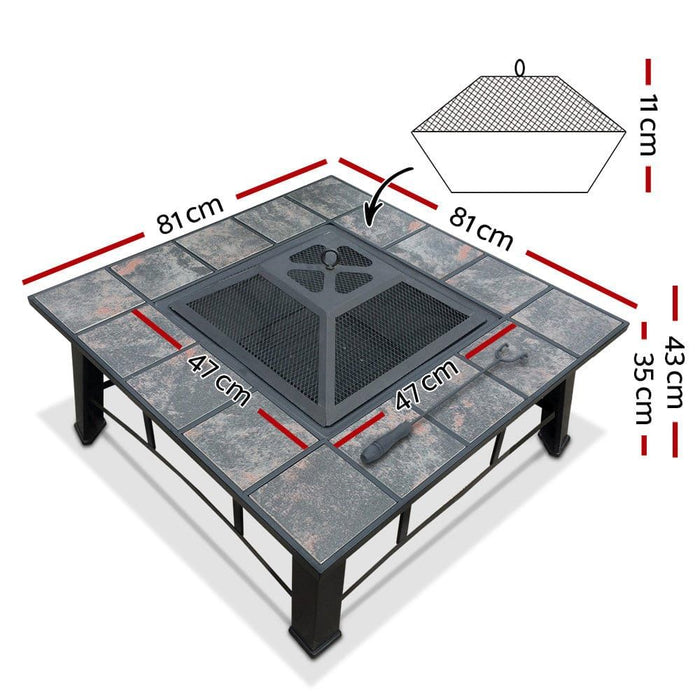 Fire Pit BBQ Grill Smoker Table Outdoor Garden Ice Pits Wood Firepit -Home Living Store - -  