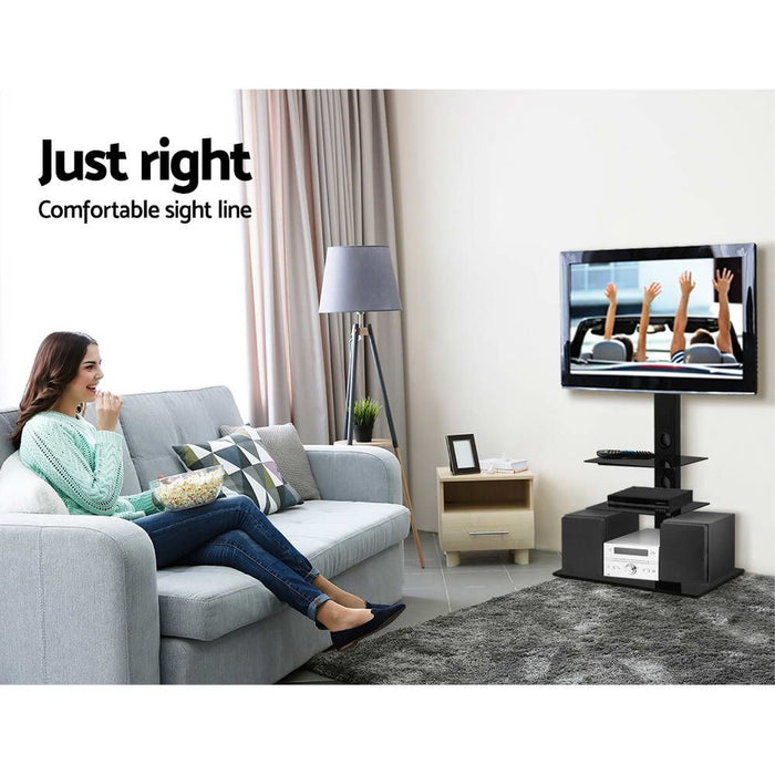 Floor TV Stand Bracket Mount Swivel Height Adjustable 32 to 70 Inch Black -Home Living Store - -  