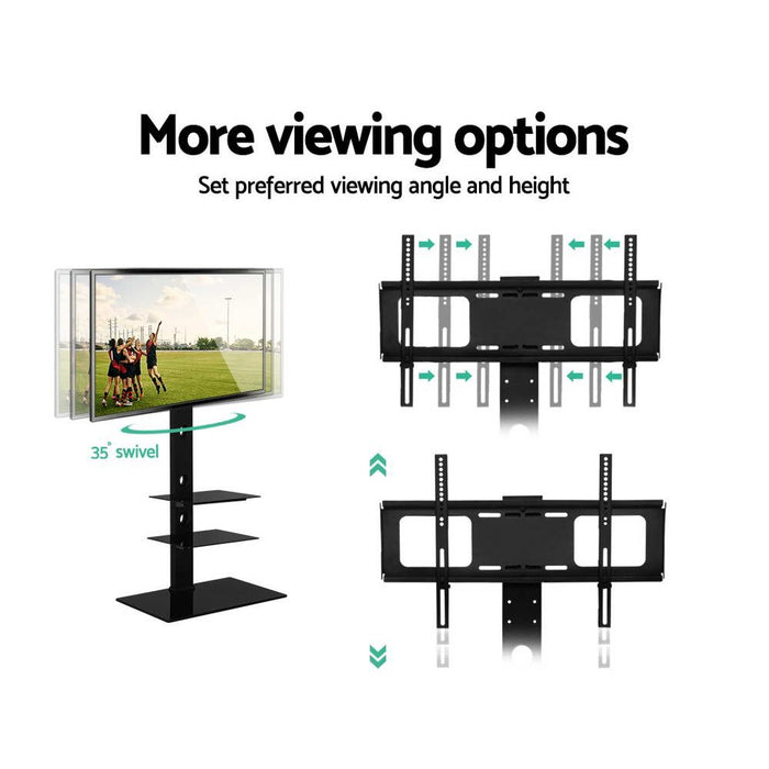 Floor TV Stand Bracket Mount Swivel Height Adjustable 32 to 70 Inch Black -Home Living Store - -  
