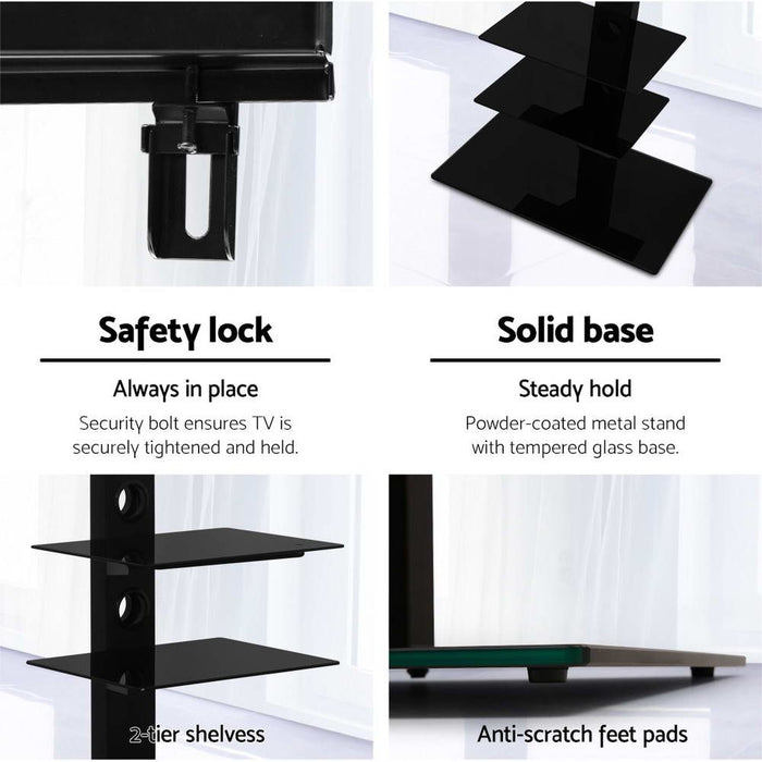 Floor TV Stand Bracket Mount Swivel Height Adjustable 32 to 70 Inch Black -Home Living Store - -  