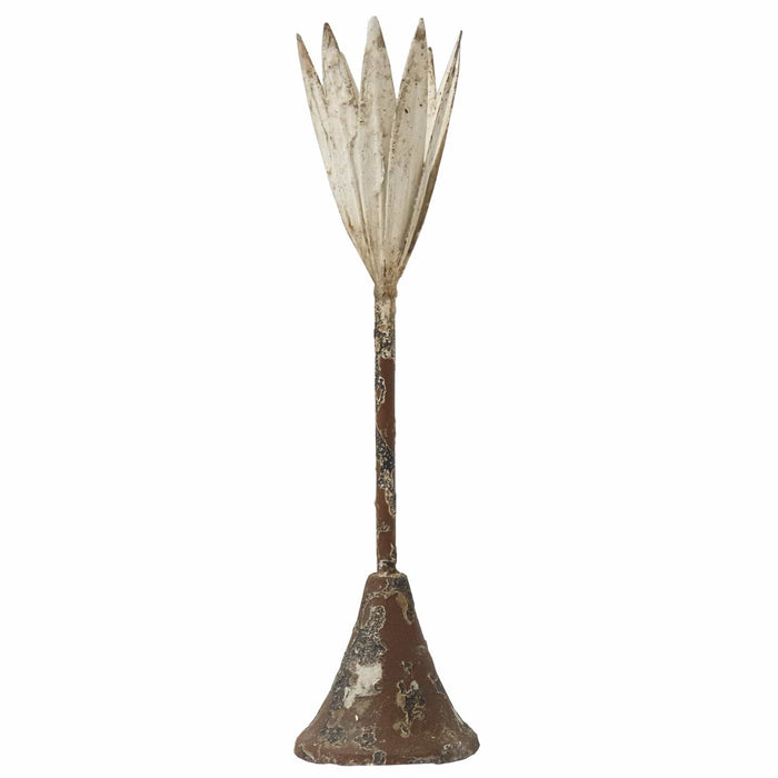 Fornax Long Stem Antique Candle Holder White Iron Flower by Urban Style -Home Living Store - -  