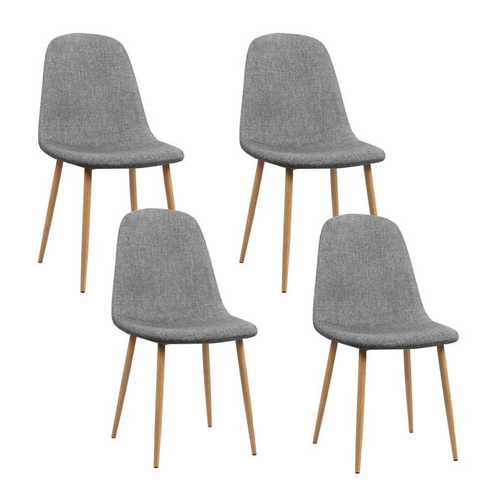 Four Adamas Fabric Dining Chairs - Light Grey -Home Living Store - -  