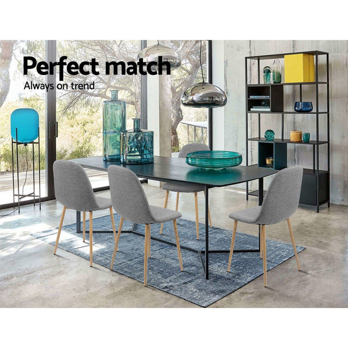 Four Adamas Fabric Dining Chairs - Light Grey -Home Living Store - -  