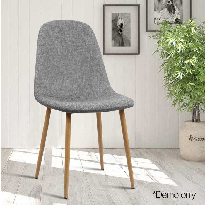 Four Adamas Fabric Dining Chairs - Light Grey -Home Living Store - -  