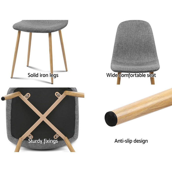 Four Adamas Fabric Dining Chairs - Light Grey -Home Living Store - -  