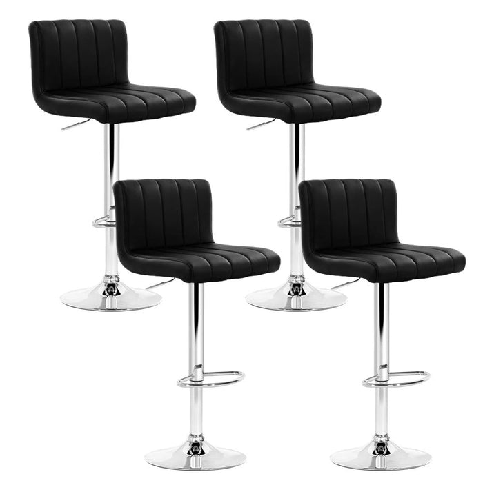 Four Bar Stools Gas Lift Leather Black -Home Living Store - -  