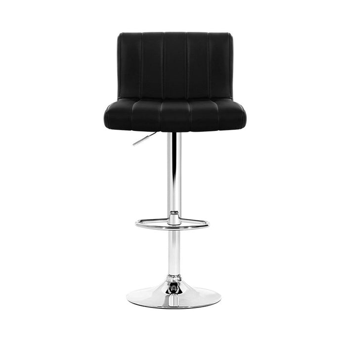 Four Bar Stools Gas Lift Leather Black -Home Living Store - -  