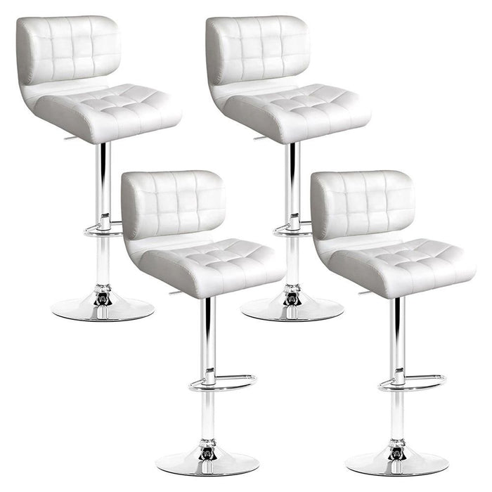 Four Bar Stools Gas Lift Leather Padded White -Home Living Store - -  