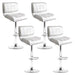 Four Bar Stools Gas Lift Leather Padded White -Home Living Store - -  