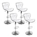 Four Bar Stools Gas Lift Leather Seat White -Home Living Store - -  