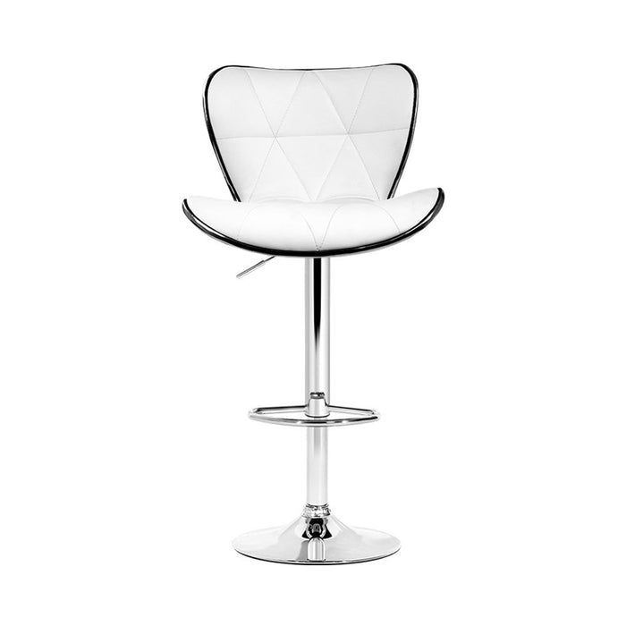 Four Bar Stools Gas Lift Leather Seat White -Home Living Store - -  