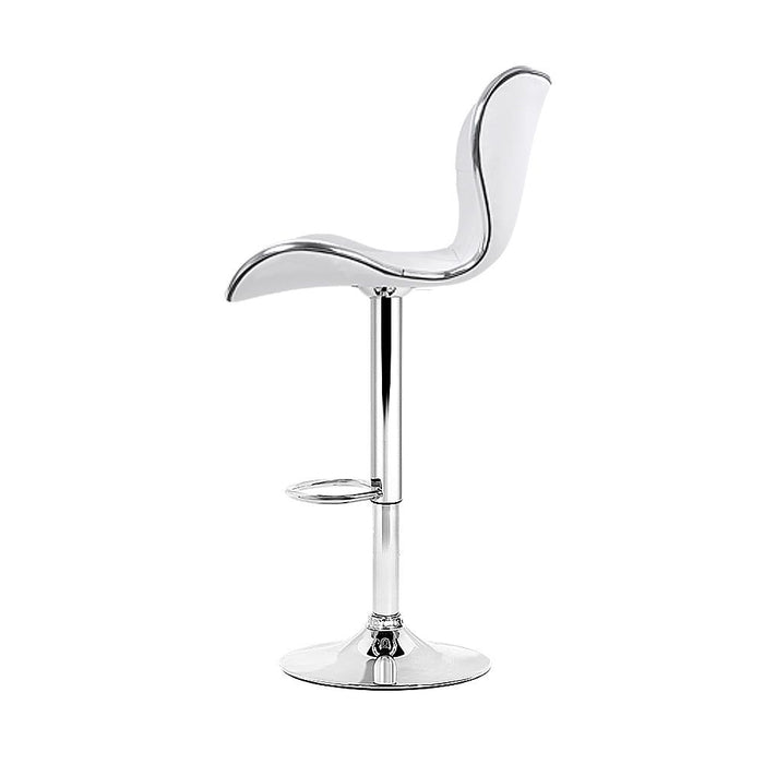 Four Bar Stools Gas Lift Leather Seat White -Home Living Store - -  