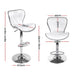 Four Bar Stools Gas Lift Leather Seat White -Home Living Store - -  