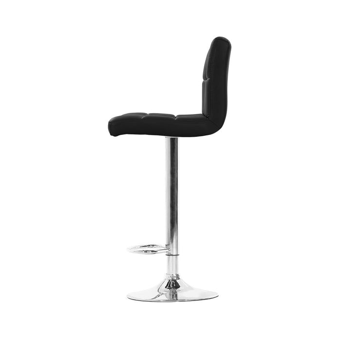 Four Bar Stools Leather Gas Lift Black -Home Living Store - -  