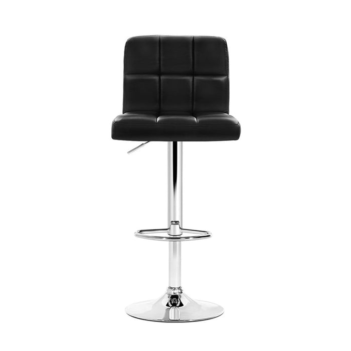 Four Bar Stools Leather Gas Lift Black -Home Living Store - -  