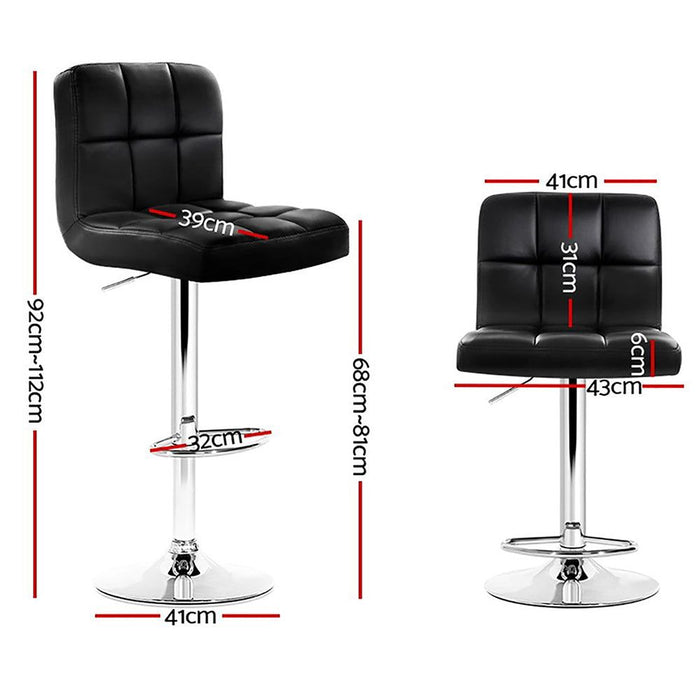 Four Bar Stools Leather Gas Lift Black -Home Living Store - -  