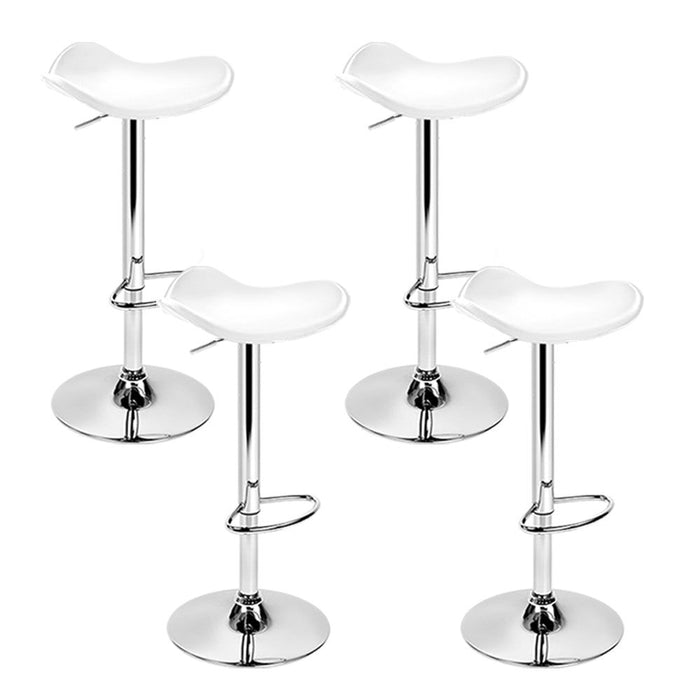 Four Bar Stools Leather Gas Lift Chair White -Home Living Store - -  