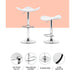 Four Bar Stools Leather Gas Lift Chair White -Home Living Store - -  