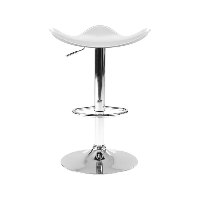 Four Bar Stools Leather Gas Lift Chair White -Home Living Store - -  