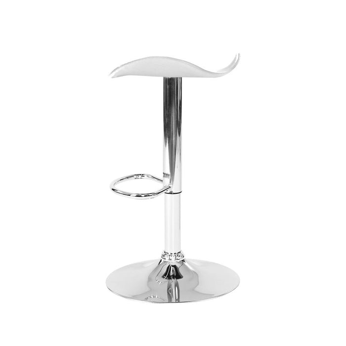 Four Bar Stools Leather Gas Lift Chair White -Home Living Store - -  