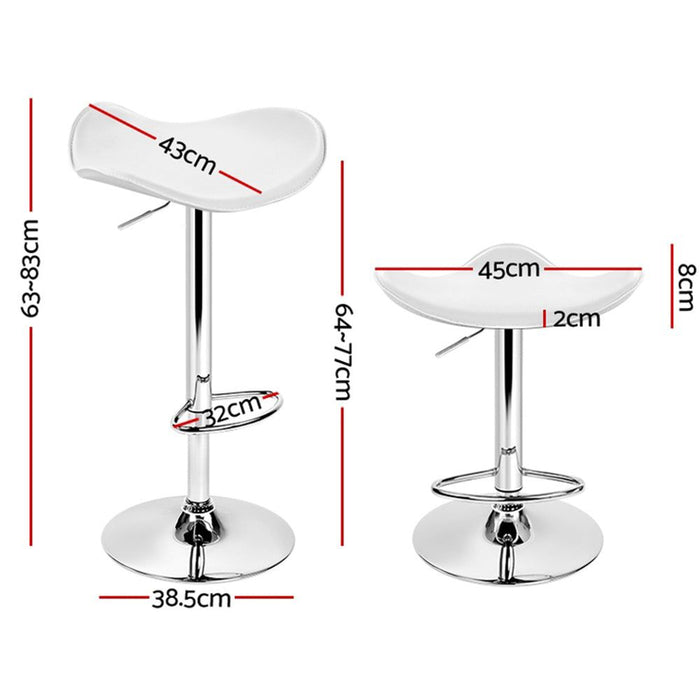 Four Bar Stools Leather Gas Lift Chair White -Home Living Store - -  