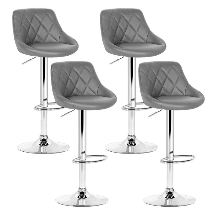Four Bar Stools Leather Padded Gas Lift Grey -Home Living Store - -  
